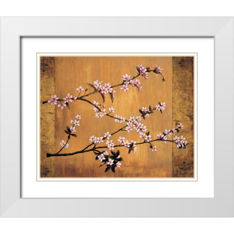 Cherry Blossoms White Modern Wood Framed Art Print with Double Matting by Lange, Erin