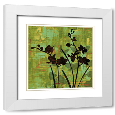 Silhouette on Green White Modern Wood Framed Art Print with Double Matting by Lange, Erin