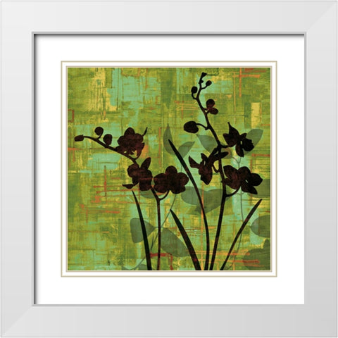 Silhouette on Green White Modern Wood Framed Art Print with Double Matting by Lange, Erin