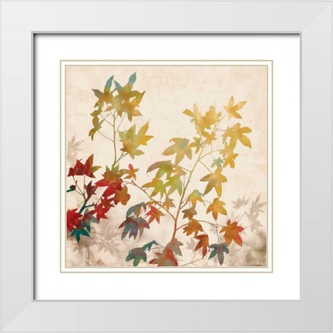 Turning Leaves II White Modern Wood Framed Art Print with Double Matting by Lange, Erin