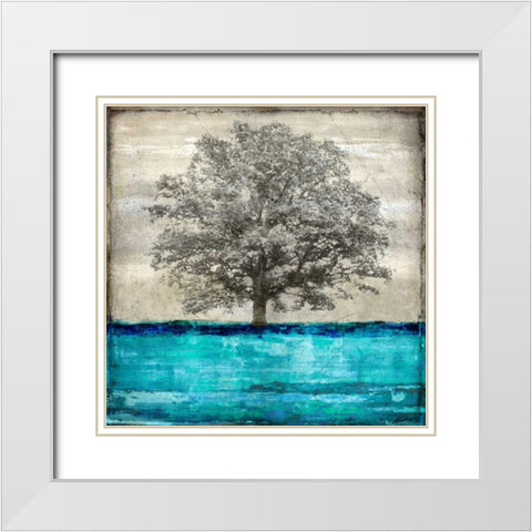 Majestic - Aqua White Modern Wood Framed Art Print with Double Matting by Turner, Eric