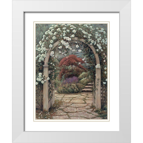 Archway to the Garden White Modern Wood Framed Art Print with Double Matting by Wright, Elizabeth