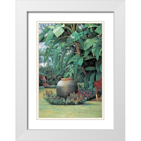 Tropical Garden I White Modern Wood Framed Art Print with Double Matting by Wright, Elizabeth