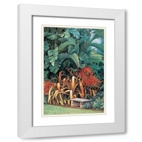 Tropical Garden II White Modern Wood Framed Art Print with Double Matting by Wright, Elizabeth