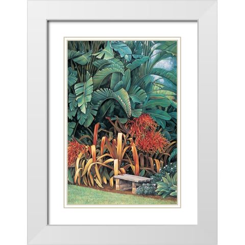 Tropical Garden II White Modern Wood Framed Art Print with Double Matting by Wright, Elizabeth