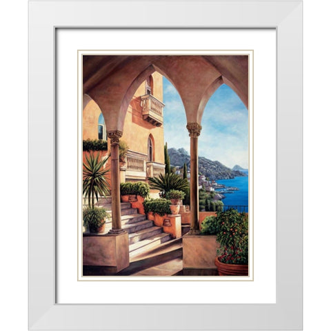 Palazzo on Amalfi White Modern Wood Framed Art Print with Double Matting by Wright, Elizabeth