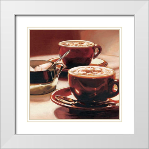 Tazze con Cappuccino White Modern Wood Framed Art Print with Double Matting by Landi, Federico