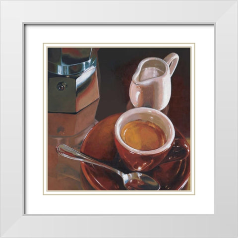 Caffe del mattino White Modern Wood Framed Art Print with Double Matting by Landi, Federico