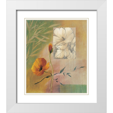 Fleurs et couleurs II White Modern Wood Framed Art Print with Double Matting by Boulez, Genevieve