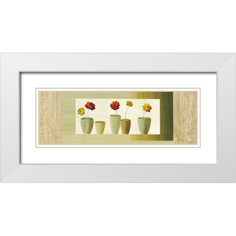 Vases avec fleurs I White Modern Wood Framed Art Print with Double Matting by Boulez, Genevieve