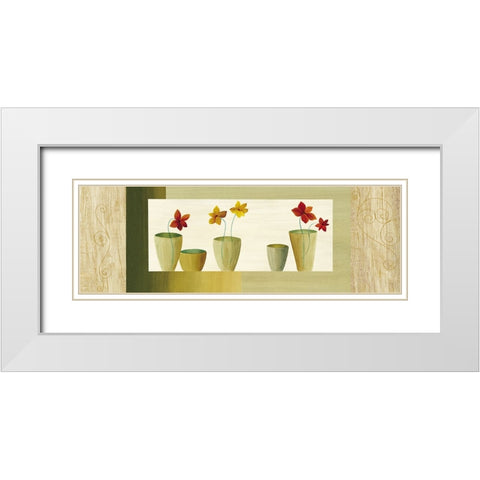 Vases avec fleurs II White Modern Wood Framed Art Print with Double Matting by Boulez, Genevieve