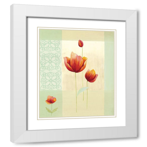 Tulipes et coquelicots I White Modern Wood Framed Art Print with Double Matting by Boulez, Genevieve