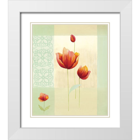 Tulipes et coquelicots I White Modern Wood Framed Art Print with Double Matting by Boulez, Genevieve