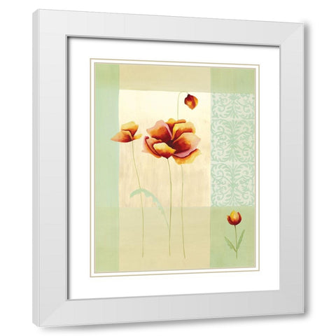Tulipes et coquelicots II White Modern Wood Framed Art Print with Double Matting by Boulez, Genevieve