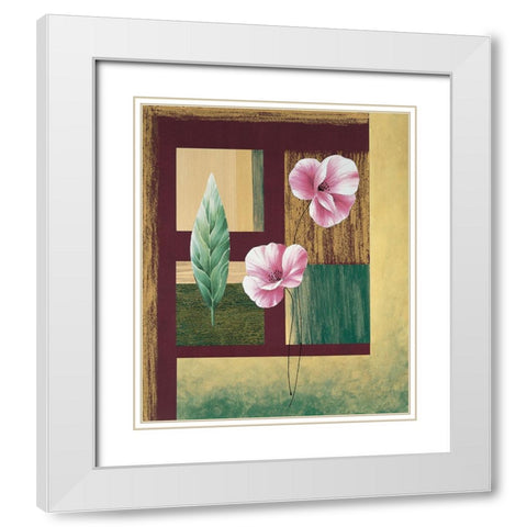 Coquelicots et feuilles II White Modern Wood Framed Art Print with Double Matting by Boulez, Genevieve
