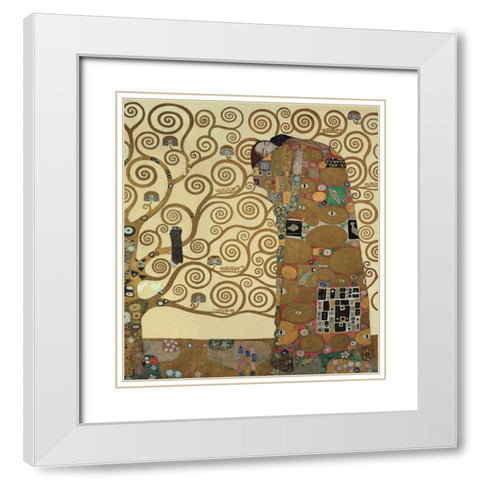 Die Erfullung White Modern Wood Framed Art Print with Double Matting by Klimt, Gustav