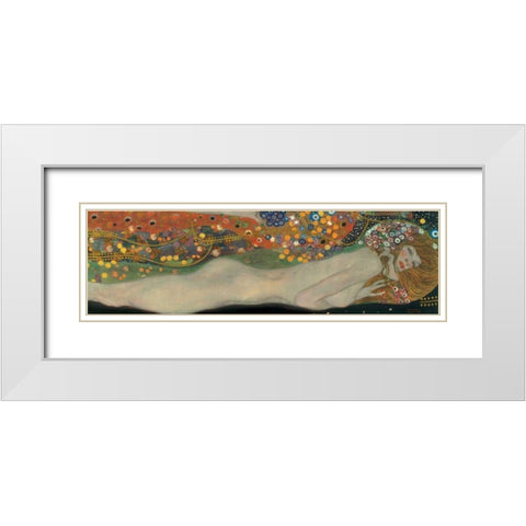 Sea Serpents III White Modern Wood Framed Art Print with Double Matting by Klimt, Gustav