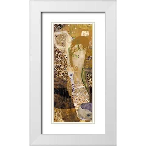 Sea Serpents II White Modern Wood Framed Art Print with Double Matting by Klimt, Gustav