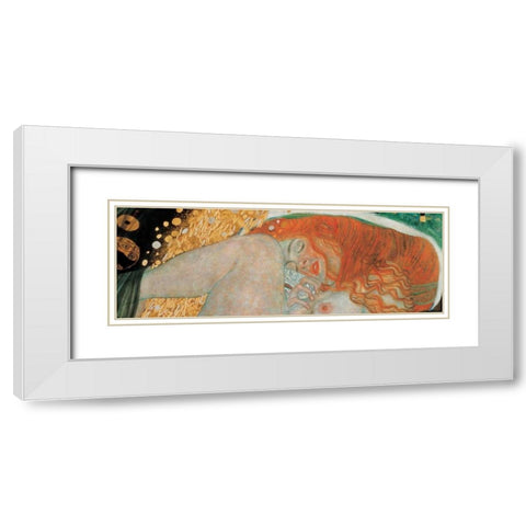 Danae White Modern Wood Framed Art Print with Double Matting by Klimt, Gustav