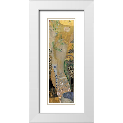 Sea Serpents I White Modern Wood Framed Art Print with Double Matting by Klimt, Gustav