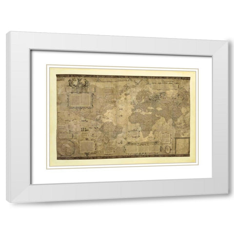 Orbis Terrae Descriptio White Modern Wood Framed Art Print with Double Matting by Mercatore, Gerardo