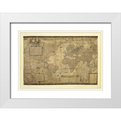 Orbis Terrae Descriptio White Modern Wood Framed Art Print with Double Matting by Mercatore, Gerardo