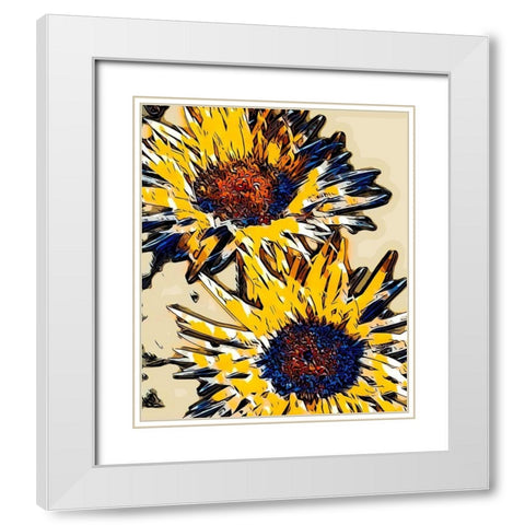 Blue and Yellow Pop White Modern Wood Framed Art Print with Double Matting by Bannon, Heidi
