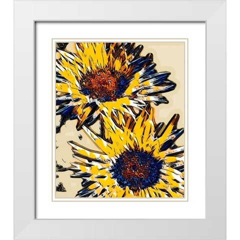 Blue and Yellow Pop White Modern Wood Framed Art Print with Double Matting by Bannon, Heidi