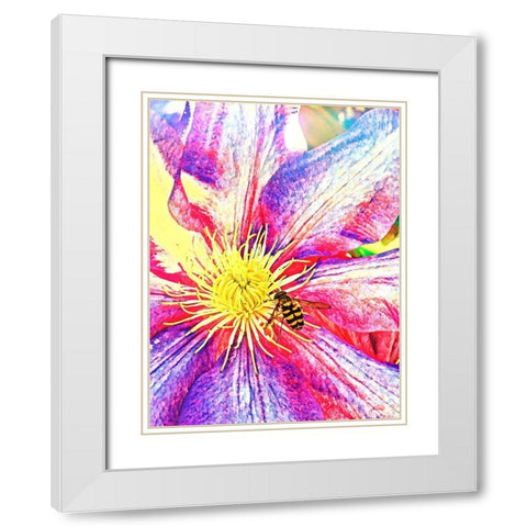 Happy Bee I White Modern Wood Framed Art Print with Double Matting by Bannon, Heidi