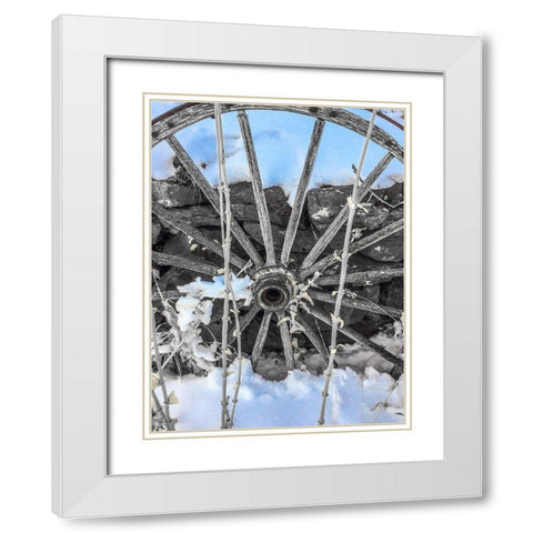Montana Wagon Wheel II White Modern Wood Framed Art Print with Double Matting by Bannon, Heidi