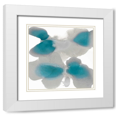 Instinctive Aqua White Modern Wood Framed Art Print with Double Matting by Carlson, Hannah