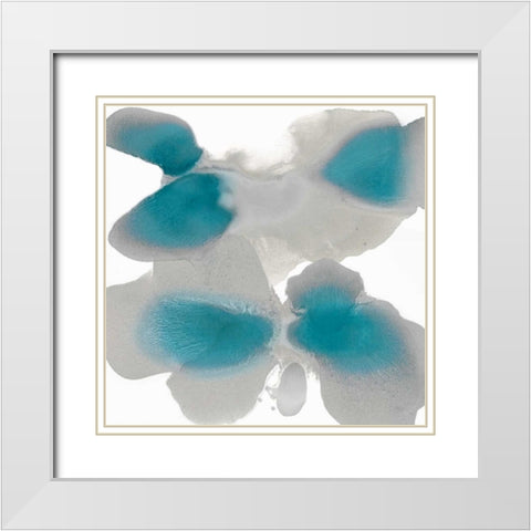 Instinctive Aqua White Modern Wood Framed Art Print with Double Matting by Carlson, Hannah