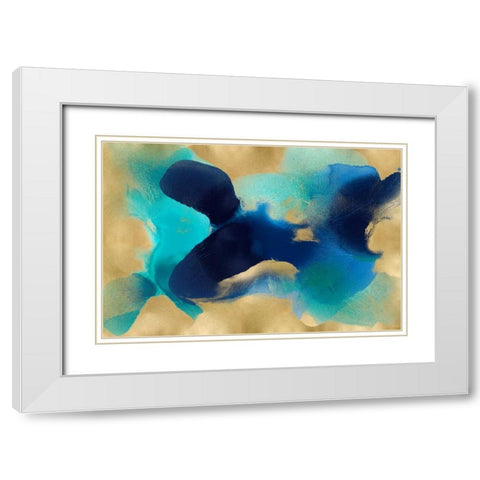 Free Form Blue on Gold White Modern Wood Framed Art Print with Double Matting by Carlson, Hannah