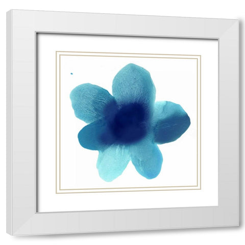 Blue Bloom I White Modern Wood Framed Art Print with Double Matting by Carlson, Hannah