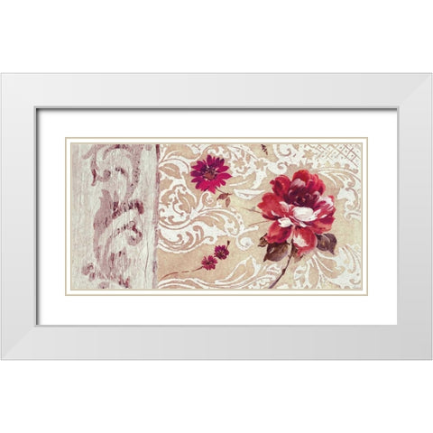 Fleurs Neoclassique I White Modern Wood Framed Art Print with Double Matting by Simon, Helene