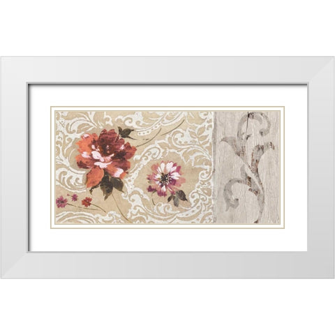 Fleurs Neoclassique II White Modern Wood Framed Art Print with Double Matting by Simon, Helene