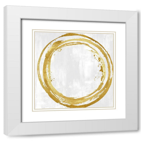 Circle Gold I White Modern Wood Framed Art Print with Double Matting by Harris, Natalie