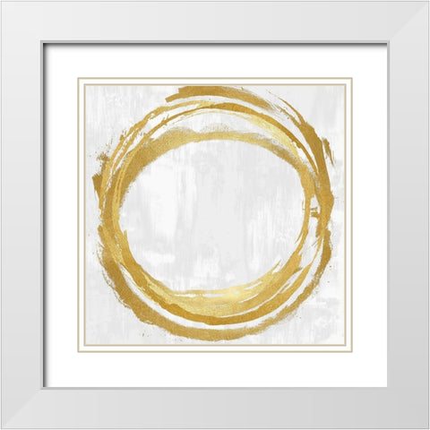 Circle Gold II White Modern Wood Framed Art Print with Double Matting by Harris, Natalie