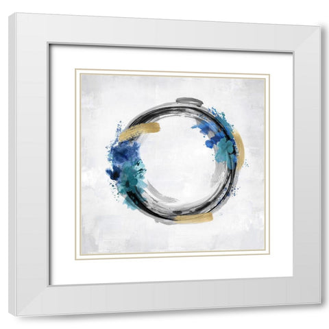 Circle Motion Blue I White Modern Wood Framed Art Print with Double Matting by Harris, Natalie
