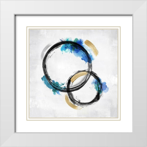 Circle Motion Blue II White Modern Wood Framed Art Print with Double Matting by Harris, Natalie