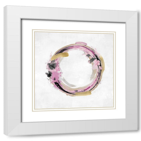 Circle Motion Pink I White Modern Wood Framed Art Print with Double Matting by Harris, Natalie