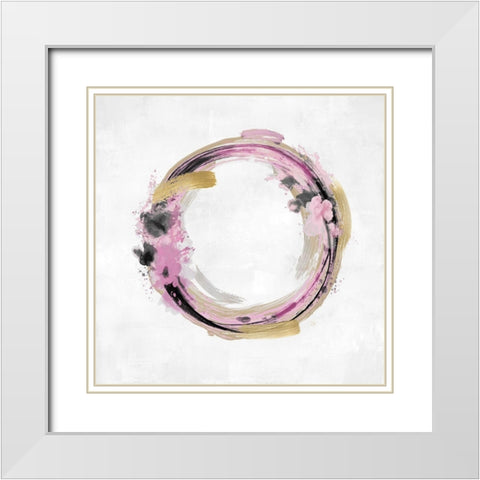 Circle Motion Pink I White Modern Wood Framed Art Print with Double Matting by Harris, Natalie