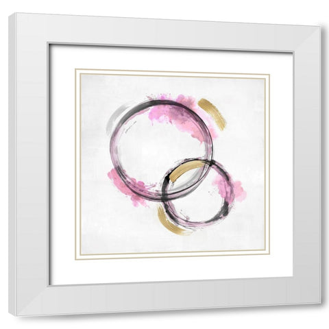 Circle Motion Pink II White Modern Wood Framed Art Print with Double Matting by Harris, Natalie
