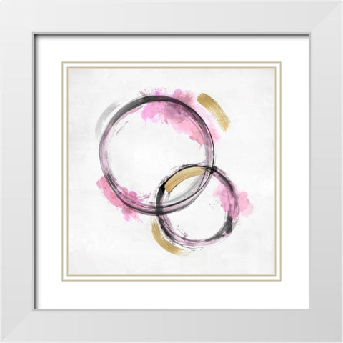 Circle Motion Pink II White Modern Wood Framed Art Print with Double Matting by Harris, Natalie