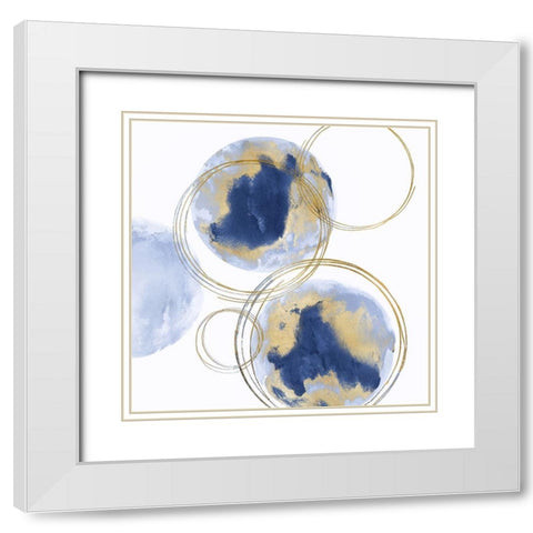 Circular Blue and Gold I White Modern Wood Framed Art Print with Double Matting by Harris, Natalie