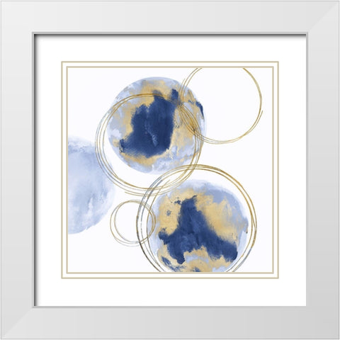 Circular Blue and Gold I White Modern Wood Framed Art Print with Double Matting by Harris, Natalie