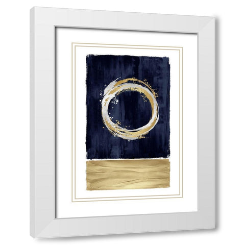 Inward Blue II White Modern Wood Framed Art Print with Double Matting by Harris, Natalie