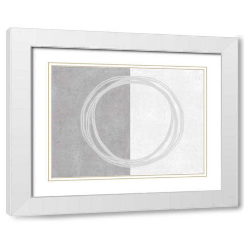 Circle Gray White Modern Wood Framed Art Print with Double Matting by Harris, Natalie