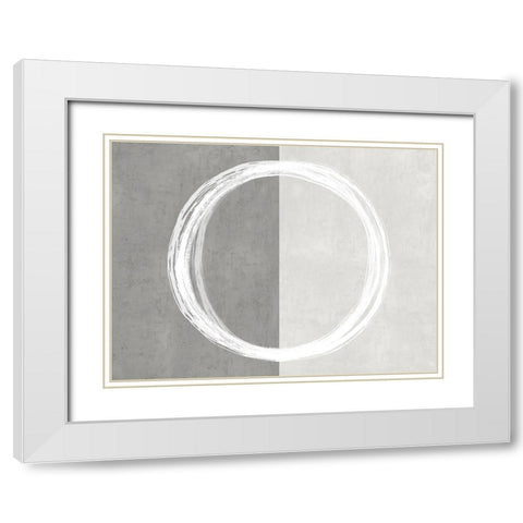 Circle White White Modern Wood Framed Art Print with Double Matting by Harris, Natalie