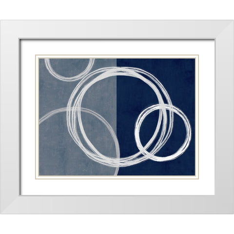 Unity Blue II White Modern Wood Framed Art Print with Double Matting by Harris, Natalie